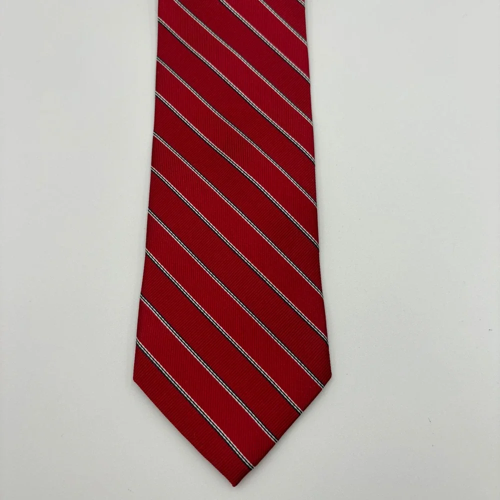 Jos A. Bank Men's Rep Neck Tie Red‎ Stripes Silk 3.5